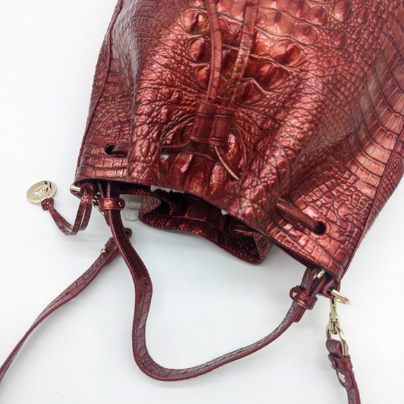 BRAHMIN Marlowe Melbourne croc embossed leather women's shoulder bag - CHILI - Picture 8 of 12